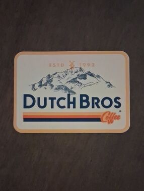 Dutch Bros ESTD 1992 Mountain Logo Sticker White & Blue